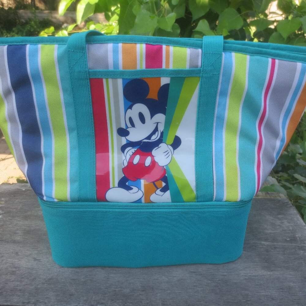 Disney Store Mickey Mouse Double Level Insulated Lunch Tote Zip Up Bag